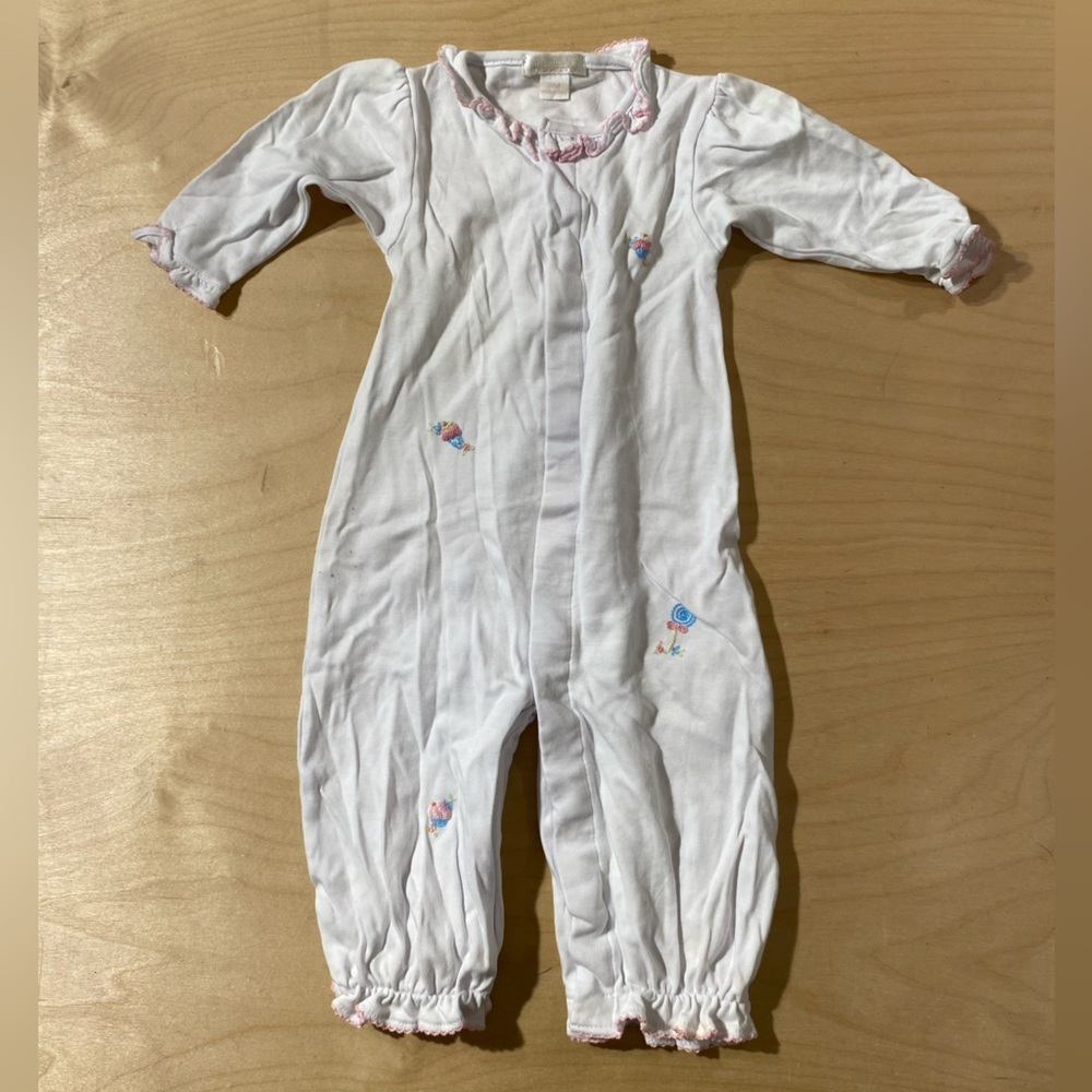 Kissy Kissy Premier White Baby Romper with Pink Accents 6 Months (PE)